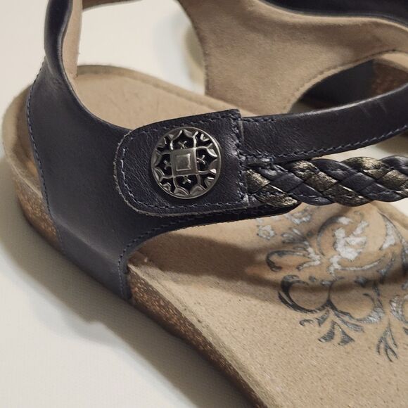 Aetrex Jillian Hook And Loop Dark Navy Blue cork Comfort Sandals Sz EU 39.5 US 9 - Picture 2 of 8